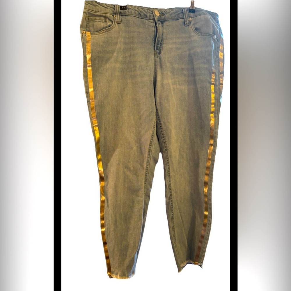 Stylish Almost Famous Light Wash Jeans with Silver Side Stripes, Size 18